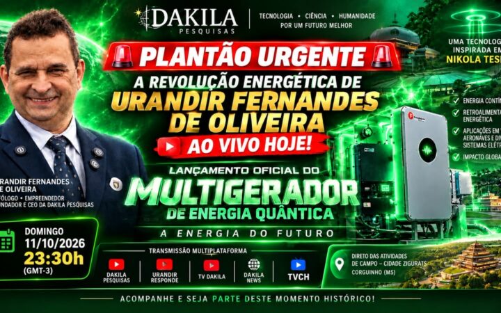 Urandir Fernandes apresenta hoje o Multigerador de Energia Quântica ao vivo