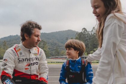 Daniel Lancaster acompanha a estreia do filho João no kart aos 7 anos!